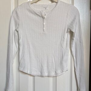 Abercrombie Kids White Ribbed Henley Shirt